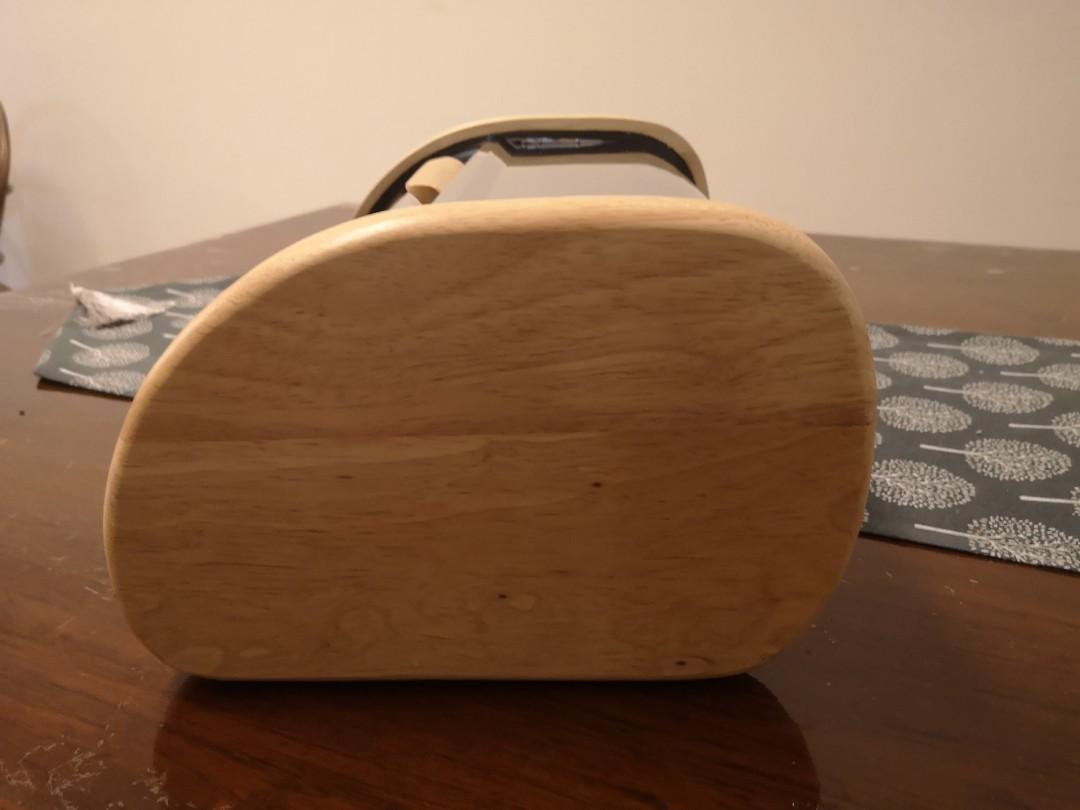 Bread keeper (Category: Breadmakers) located in Shah Alam. Submitted by pung99 (Listing ID 1148785928, Image 3). Description: A forgotten piece from the storeroom. Never been used. Size 34cm(width)x 24cm(depth)x16cm(height). A premium solid wood and stainless steel piece. It will look elegant on the dining table. There are cellophane tape mark at the bottom(Refer to last photo) which can be removed using oil but I am too lazy doing it. Will send 