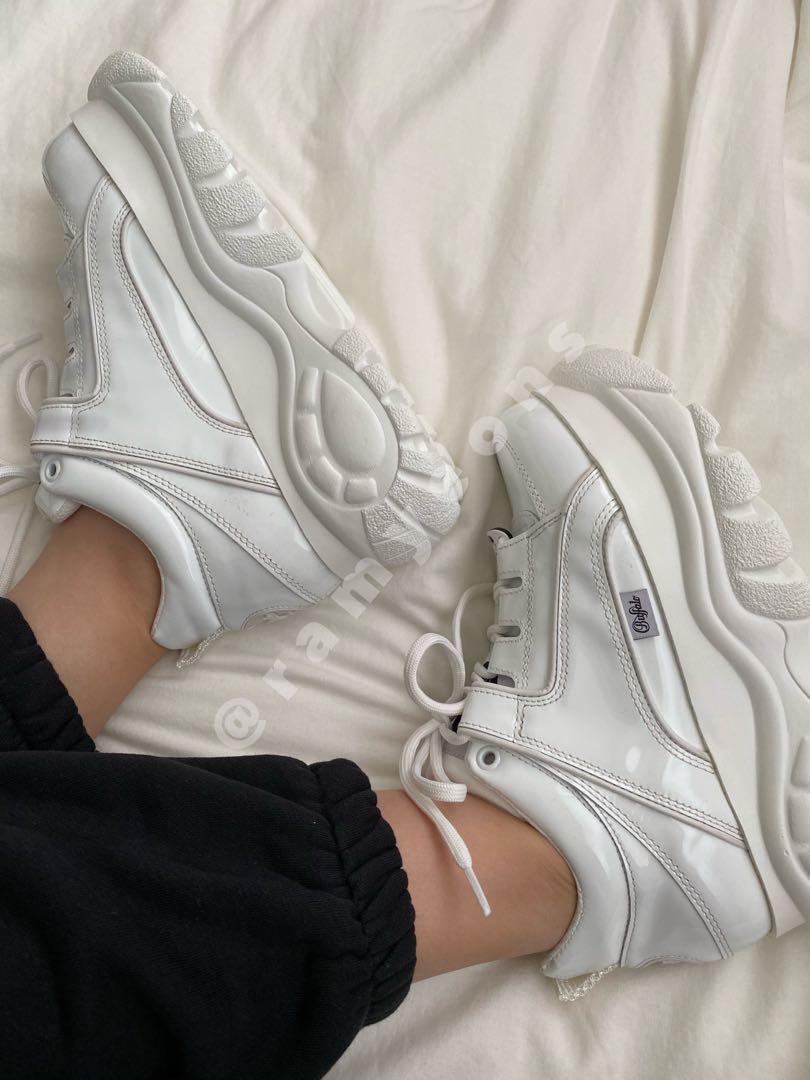 Buffalo Shoes Platform Chunky Trainers In Patent White Women s Fashion Footwear Sneakers on Carousell