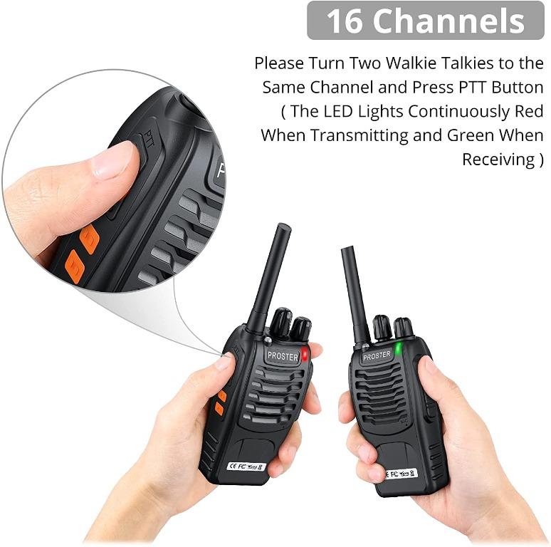C5562] Proster Rechargeable Walkie Talkies Pair, 16 Channel Long Range  Two Way Radios with USB Charger Earpiece Mic, Handheld Walky Talky  Transceiver Pack, Mobile Phones  Gadgets, Walkie-Talkie on Carousell