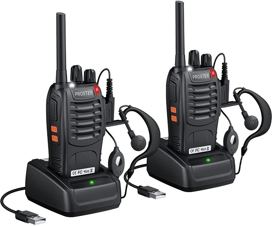 C5562] Proster Rechargeable Walkie Talkies Pair, 16 Channel Long Range Two  Way Radios with USB Charger Earpiece Mic, Handheld Walky Talky Transceiver  Pack, Mobile Phones  Gadgets, Walkie-Talkie on Carousell