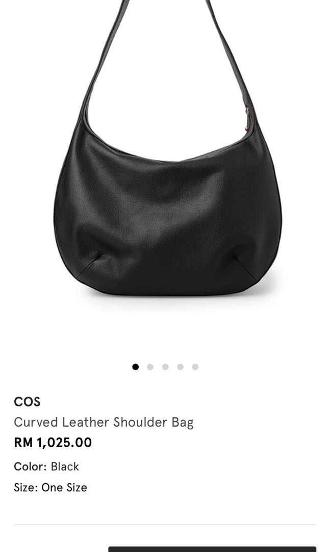 COS Curved Leather Shoulder Bag in Black