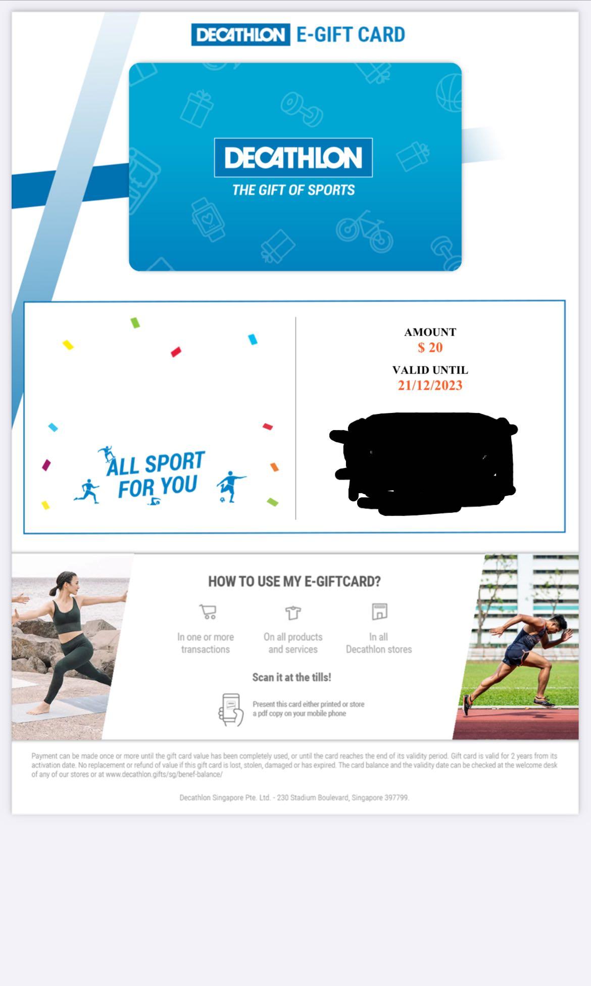 Decathlon voucher 20, Tickets & Vouchers, Vouchers on Carousell