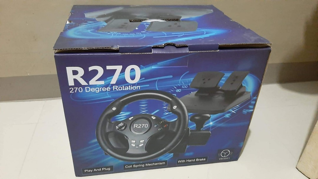 Doyo R270 Gaming Steering wheel with pedals, Video Gaming, Gaming ...