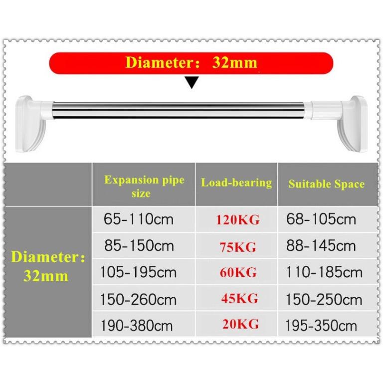 Extendable No Drilling Pole Adjustable Telescopic Tension Pole Curtain ...