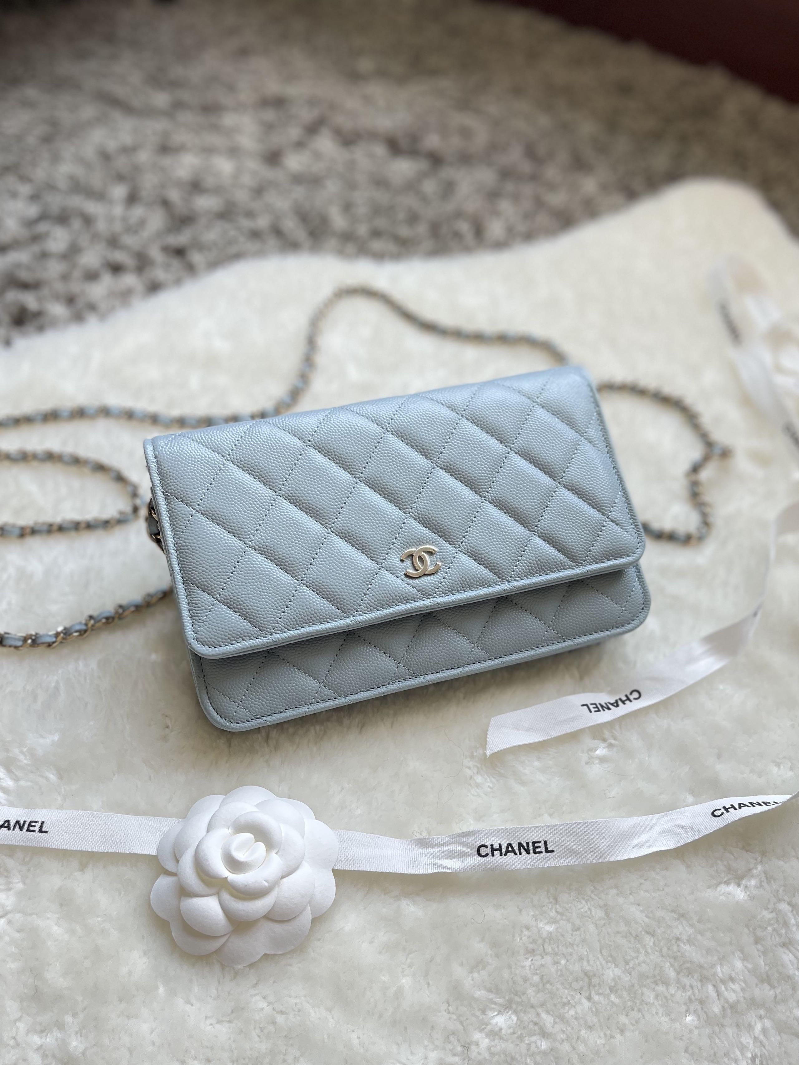 SALE ✨ 22P Chanel Baby Blue LGHW Classic WOC Caviar, Luxury, Bags