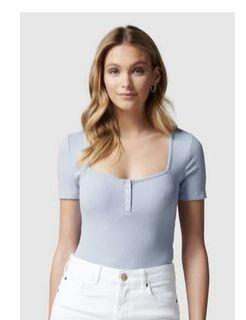 Forever New steph sweetheart henley tee powder blue