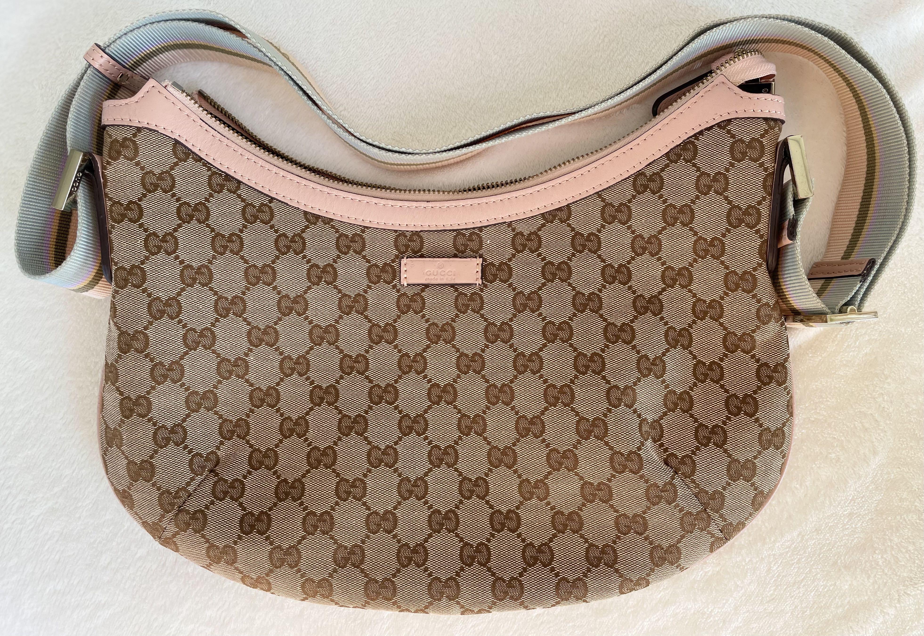 Gucci Monogram Black Canvas Half Moon Hobo Bag. Made in Italy.