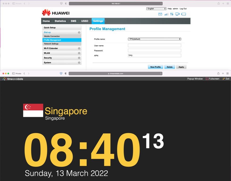 Huawei 4G portable router E5573. Hotspot, Singtel, Starhub, M1 and TPG ...