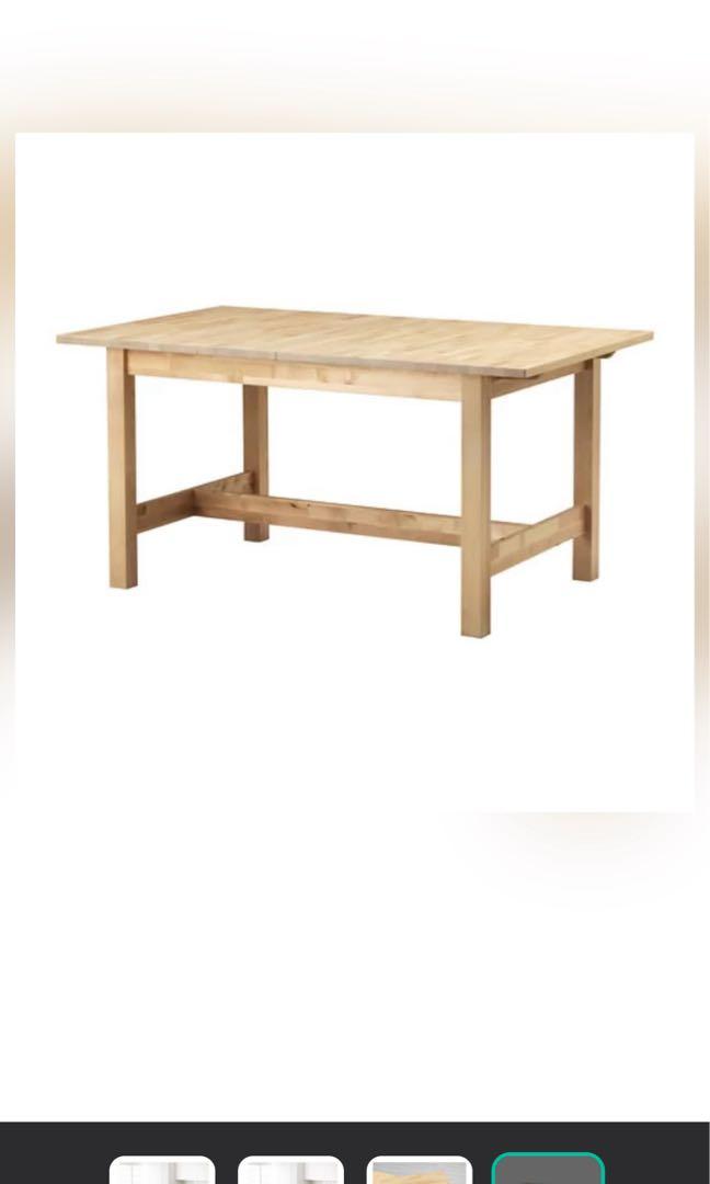 IKEA Solid Birch extendable Dining Table, Solid Wood Norden 18811