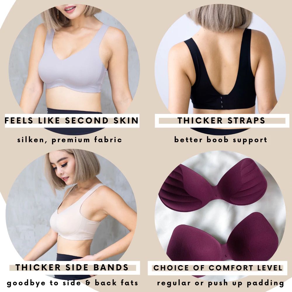 Nude Apricot Thin-strap Wireless and Seamless Bra Super-comfy and