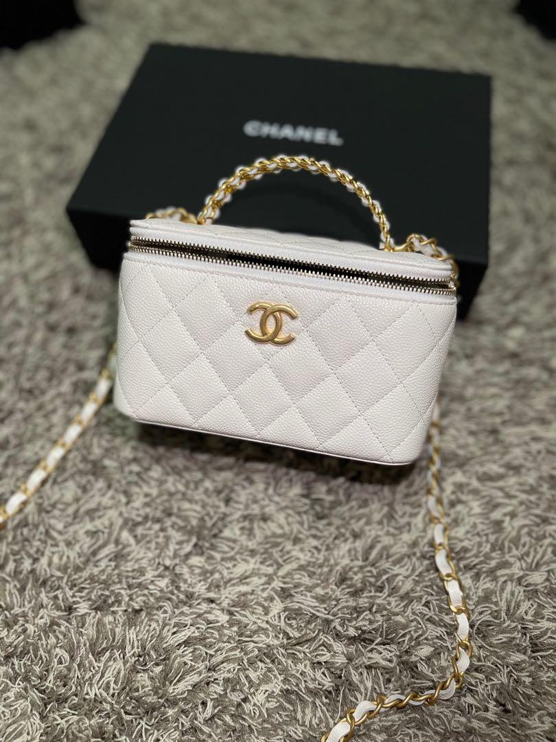 Chanel Vanity with Chain Small, White Caviar with Gold Hardware, New in Box  WA001 - Julia Rose Boston