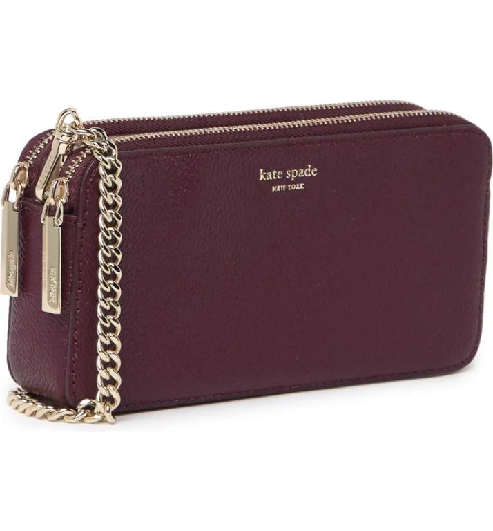 Kate Spade Margaux Double Zip Mini Crossbody Bag In Deep Cherry