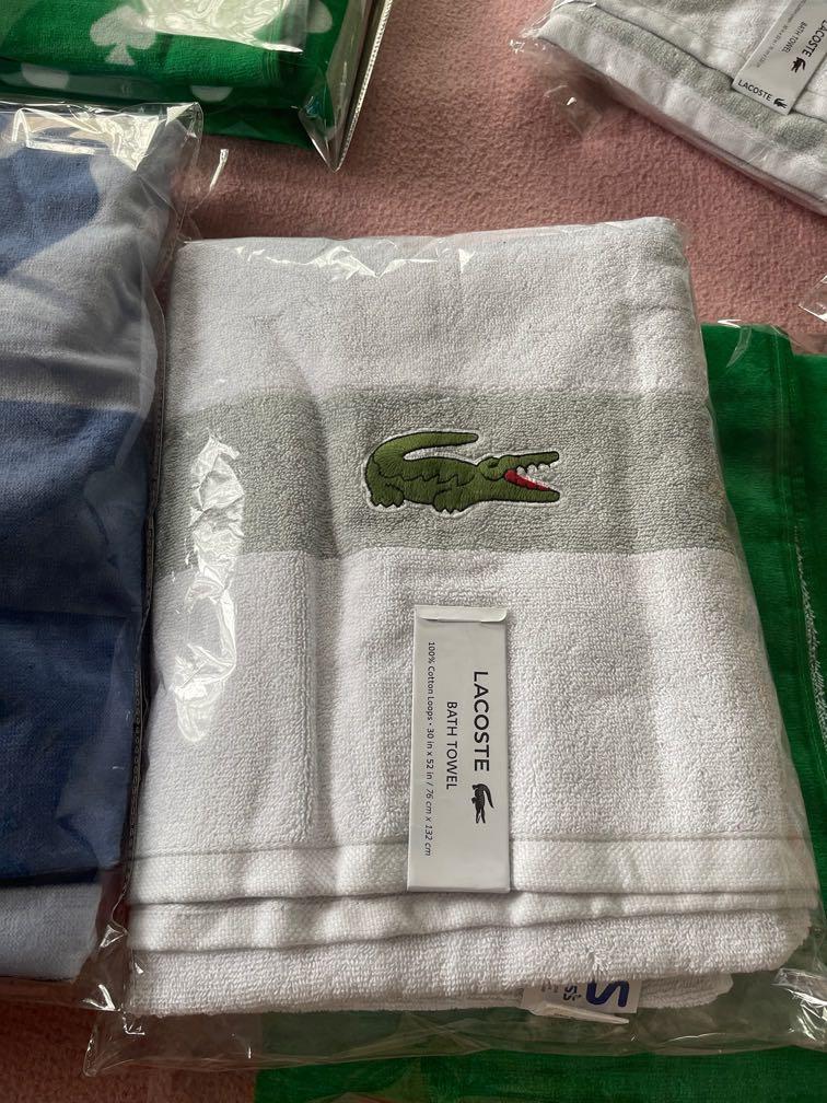 lacoste and kate spade towels (auth) (Category: Luxury Accessories) located in Antipolo. Submitted by ambercs (Listing ID 1148654605, Image 2). Description: authentic kate spade and lacoste towels brand new beach size ( almost size of a single bedsheet) lacoste beach towel - 2 pcs 🔴 SOLD kate spade ( green)- 1 pc lacoste bath towel ( whiteand grey) brand new 30x52 size ( ordinary size of bath towel) 2 pcs style avail .