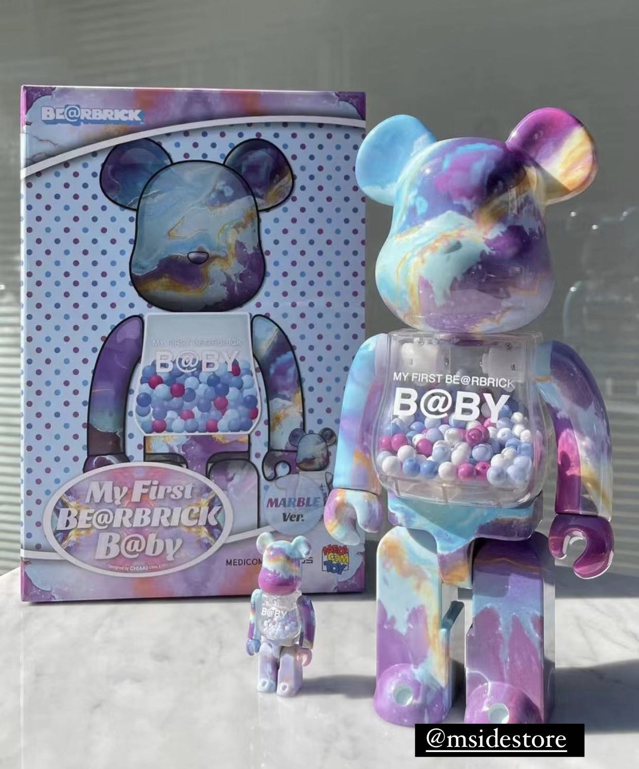 [Instock] Marble My First Baby Bearbrick 400% + 100%