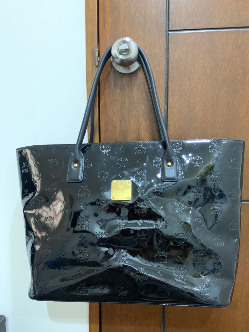 SALE MCM patent leather tote bag Luxury Bags Wallets on
