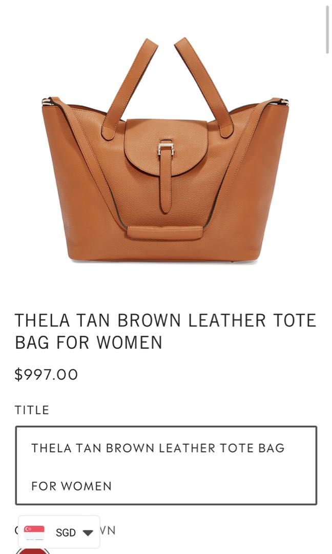 Thela Tan Brown Leather Tote Bag for Women