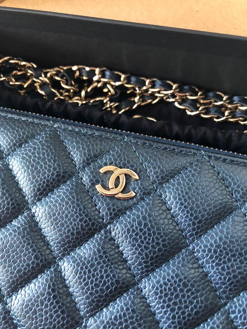 RARE Chanel Pearly Blue Caviar Double Zip Clutch On Chain (WOC), Luxury,  Bags & Wallets on Carousell