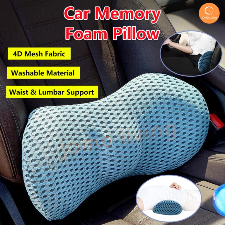 FREE DELIVERY Memory Foam Car Lumbar Support Pillow Cushion Waist Lower Back Breathable Headrest Sleep Back Pain Furniture Home Living Home Decor Cushions Throws on Carousell