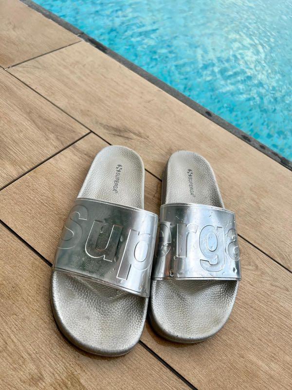Superga silver slides shop
