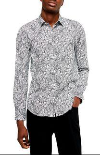 Topman Premium Off White Paisley Print Shirt
