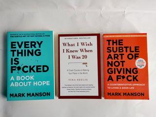 Trio Books Sale "What I Wish I Knew When I Was 20  & Everything Is Fucked & The Subtle Art of Not Giving a F*ck"