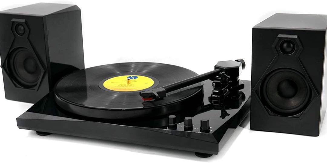 VMO Vintage Record Player with Powerful External Stoero Speakers,3