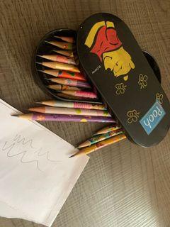 16 Different Cartoon Pencils ( all sharpened )  + Winnie the Pooh Pencil Case
