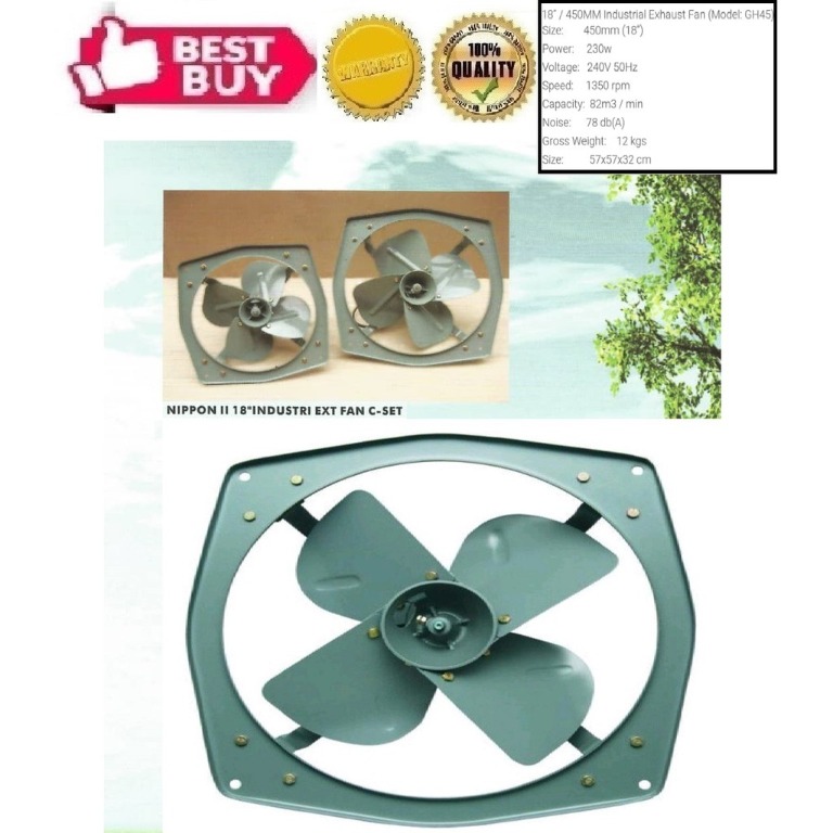 [18"] Industrial Exhaust Fan (Heavy Duty) (240v), Furniture & Home