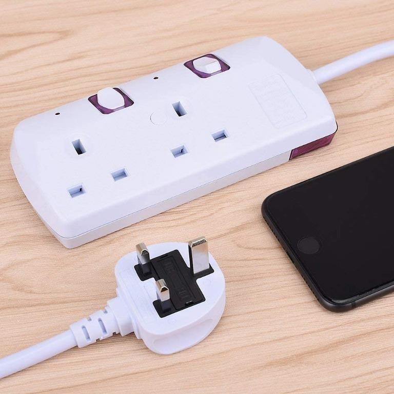 1.8M 2 Gang Extension Lead with Individual Switches White, Mobile ...