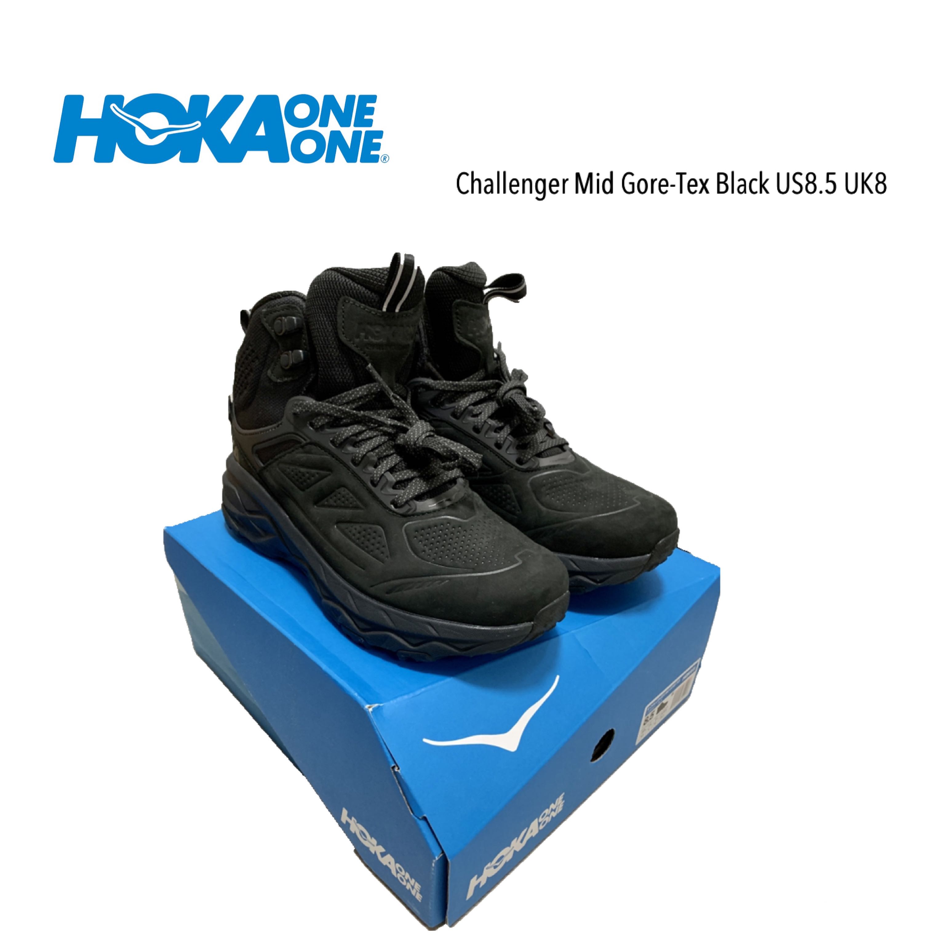 全新Hoka One One Challenger Mid Gore-Tex Black US8.5 UK8, 男裝, 鞋