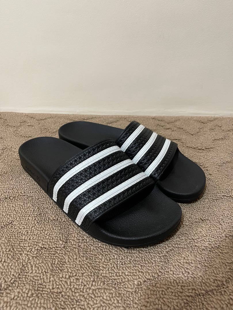 Adidas Adilette Slides Core Black, Men's Fashion, Footwear, Slippers u0026  Slides on Carousell
