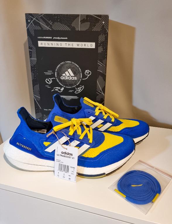 Adidas Ultraboost 21 Running Shoes Blue-Yellow FZ1926 US9.5/UK9, Men's  Fashion, Footwear, Casual shoes on Carousell