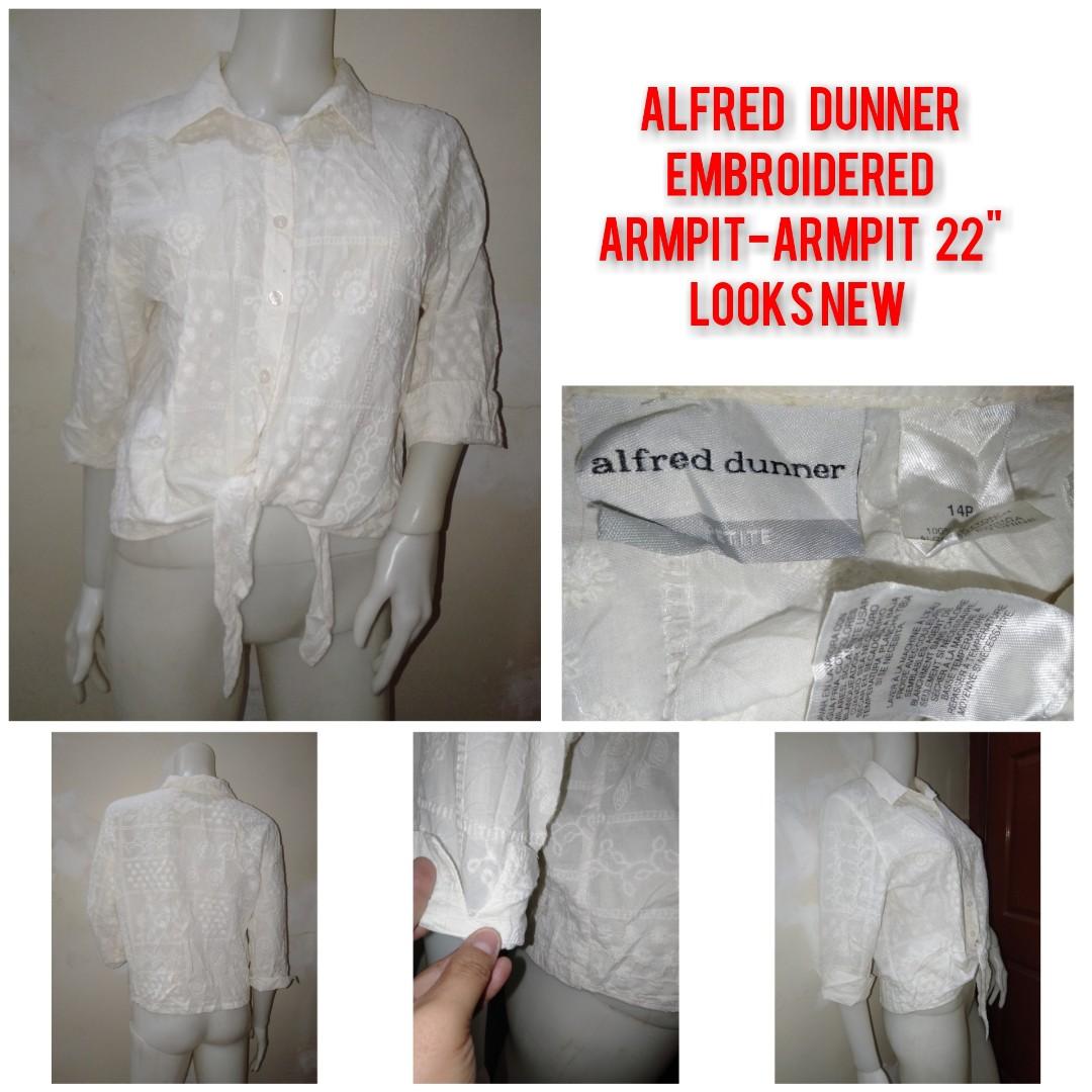 Alfred Dunner White Embroidered 3/4 