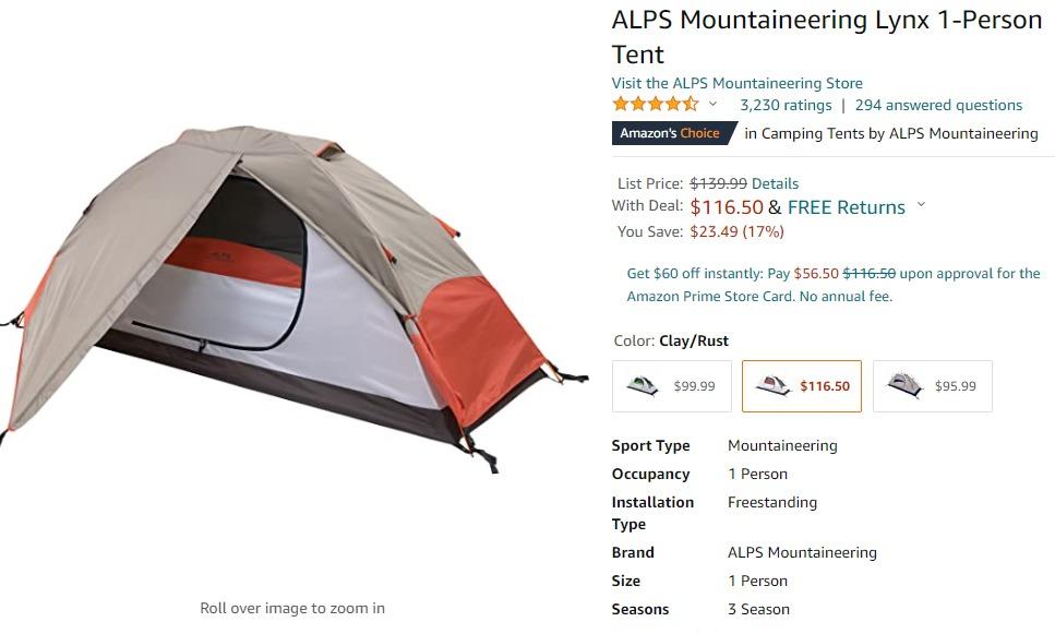 ALPS 超輕量單人帳篷 Mountaineering Lynx 1 person tent 照片瀏覽 3