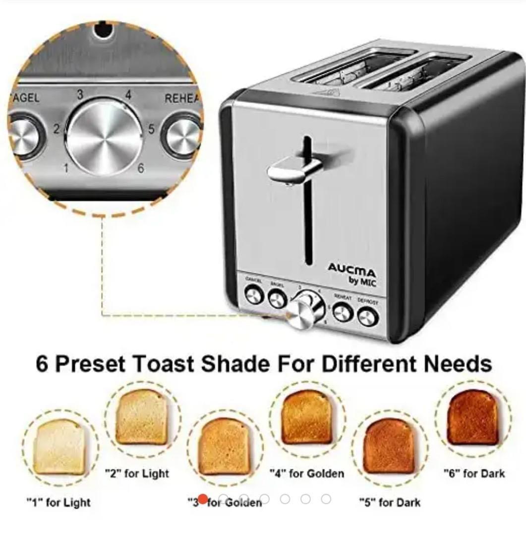 Aucma by Mic 4 slice stainless steel Toaster6 Bread Shade Settings