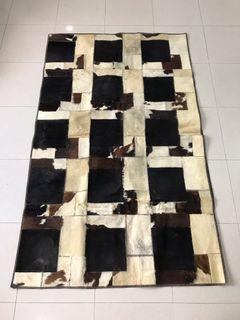 AUTH COWHIDE LEATHER PATCHWORK CARPET RUG