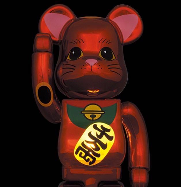 BE@RBRICK 招き猫梅金メッキ発光400％ 電鍍紅, 興趣及遊戲, 玩具& 遊戲