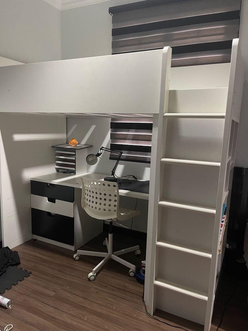 Bed with shop study table ikea