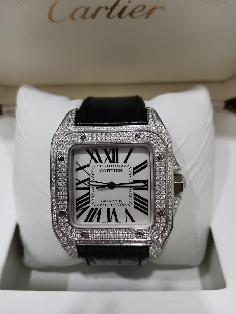 Cartier santos 100 clearance diamond