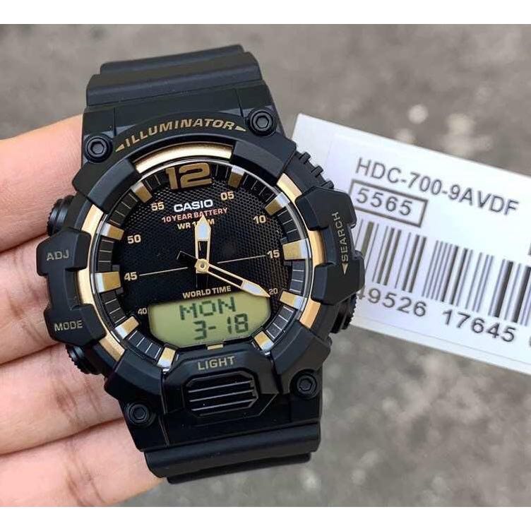 Casio HDC 700 9A Analog Digital Men s Black Resin Stopwatch
