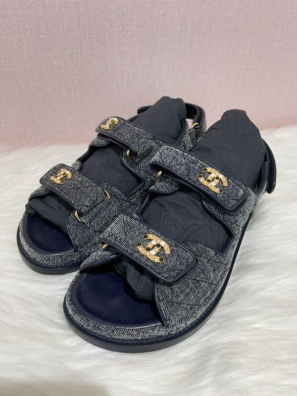 Chanel denim hotsell flip flops