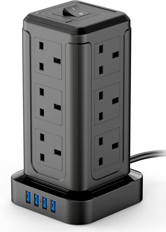 "Extension Lead Tower 5M, 12 Way Outlets Tower Power Strip Surge
