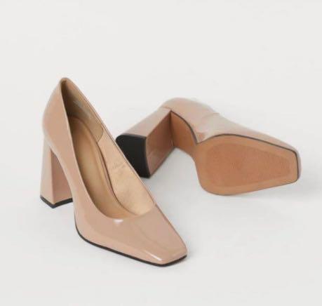 H M Chunky Nude Heels Women s Fashion Footwear on Carousell