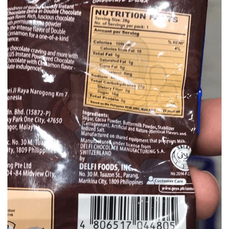 Goya dark chocolate nutrition facts