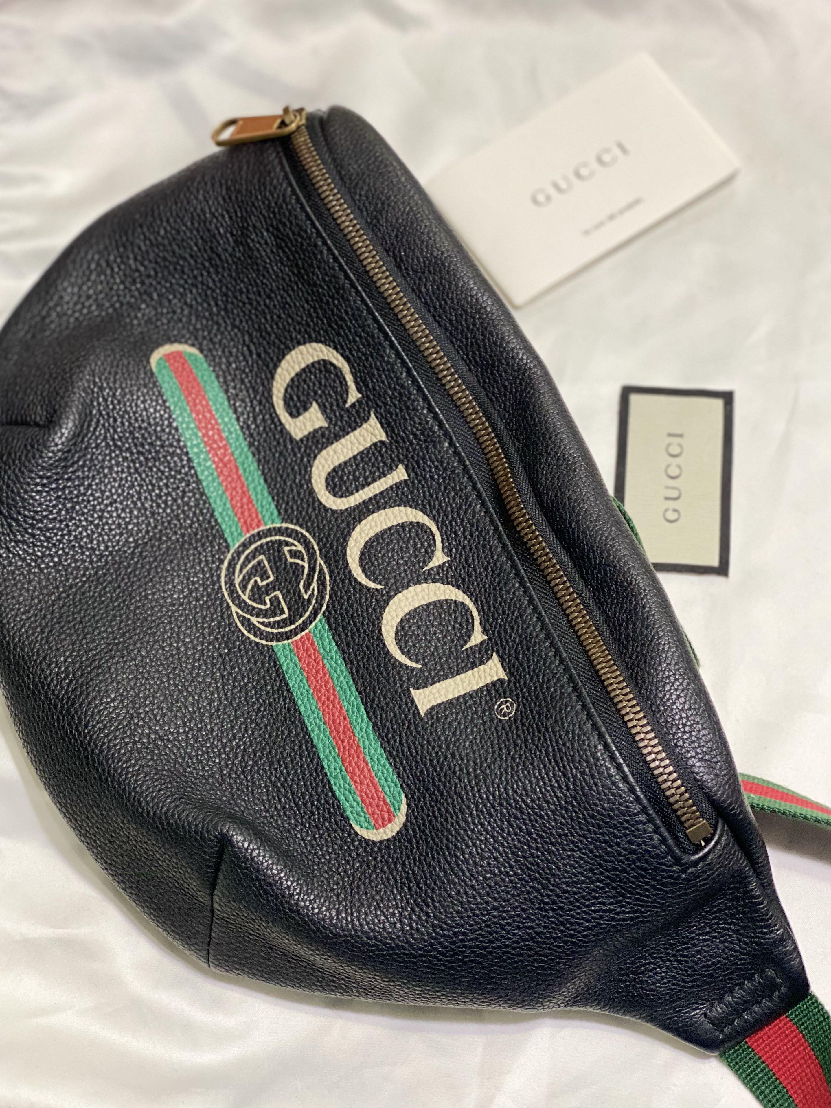 100% Authentic Gucci Leather Belt Bag with Receipts (Big size), Men's ...