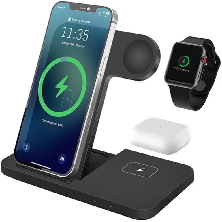 H3260 Wireless Charger Station, 15W Foldable Fast 3 in 1 Wireless Charging  Station Compatible with iPhone 13/12/11/XR/XS/X/8, FDGAO Qi Wireless  Charging Stand for Apple Watch SE/6/5/4/3 and Airpods pro/2, Mobile Phones 