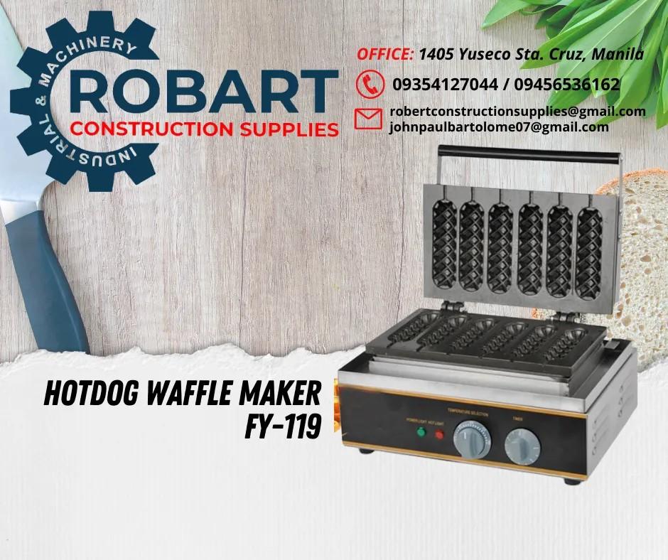 HOTDOG WAFFLE MAKER FY-119 (Category: Coffee Machines & Makers) located in Manila. Submitted by bellarobart (Listing ID 1148916553, Image 1). Description: HOTDOG WAFFLE MAKER FY-119 6 moulders Power: 1.5kW Volts: 220v 50Hz Net weight: 8kg.