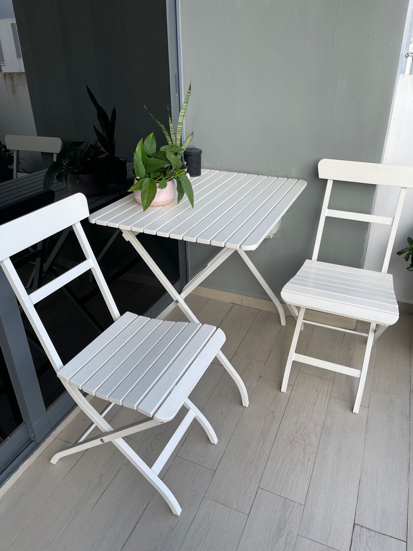 IKEA Outdoor Foldable Table + 2 Chairs, Furniture & Home Living, Furniture, Tables & Sets on