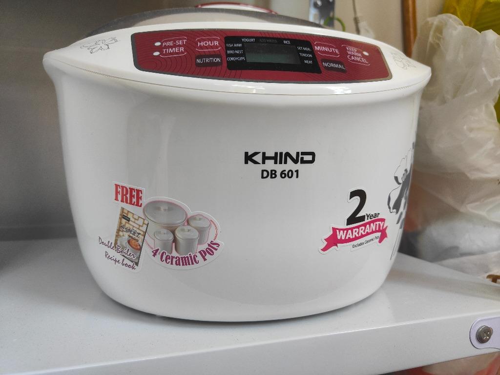 Khind Double Boiler 3.2L Stainless Steel with Ceramic Pot DB601, TV