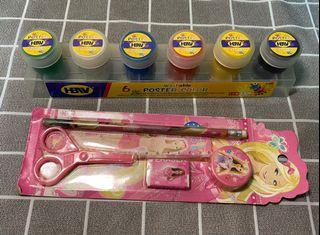 KIDS ART SET CRAFT STATIONARY SCHOOL SUPPLIES KINDER STUDENT BARBIE WITH HBV POSTER PAINT